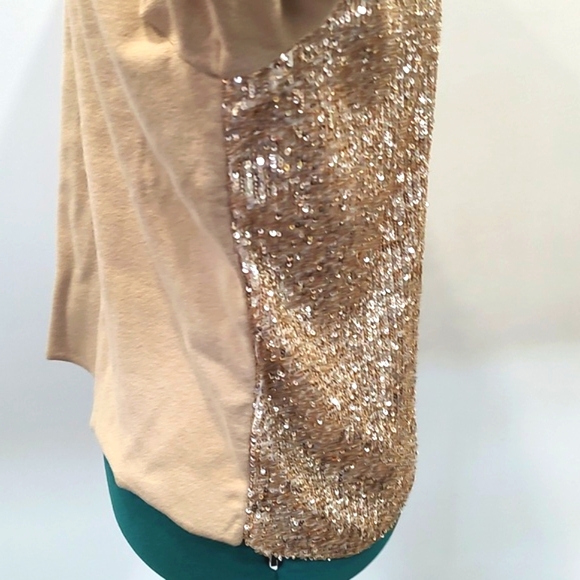 Ann Taylor Gold Sequins Short Sleeve Turtleneck Sweater Medium NWT - Picture 7 of 9